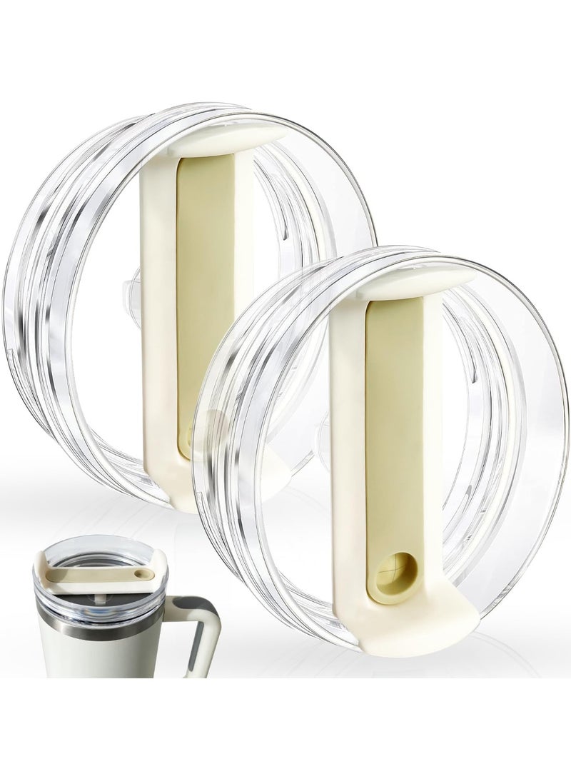 40 OZ Tumbler Lids Fit for Stanley Cup, Replacement Lids Fit for 40 OZ Stanley Adventure Quencher Travel Tumbler, Clear Spill Proof Tumbler Cover for Stanley Cup Accessories (2 PCS, Cream) - Image 1